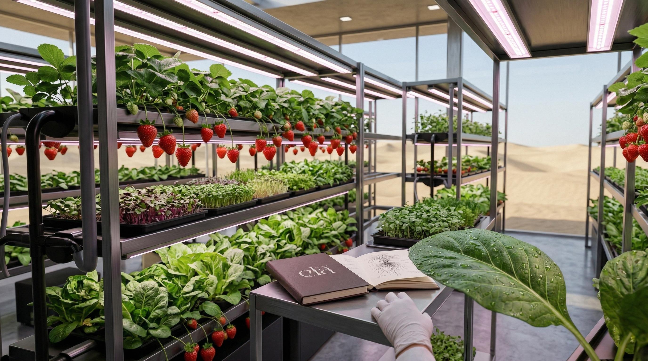 Team member among vertical hydroponic racks